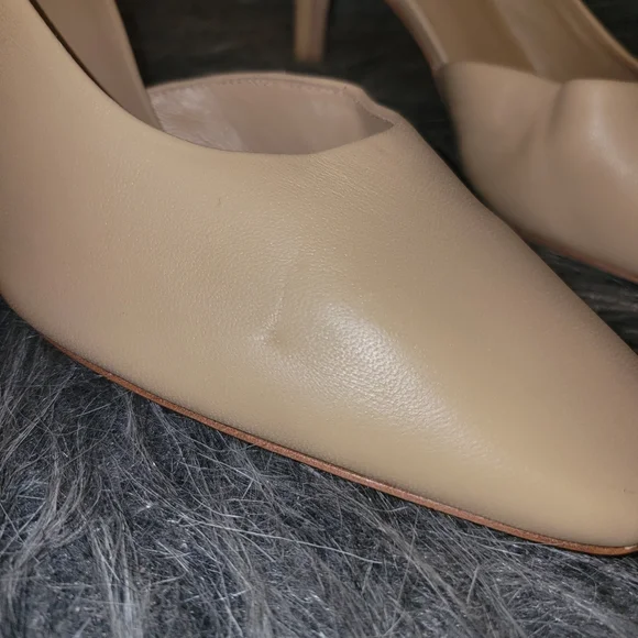 Vince Tiana Point-Toe Nude Leather Pumps square toe Size 9.5 M - Picture 3 of 16